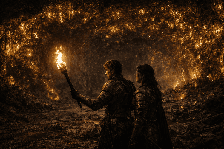 Jorudar und Valeria in der Höhle von Westfels